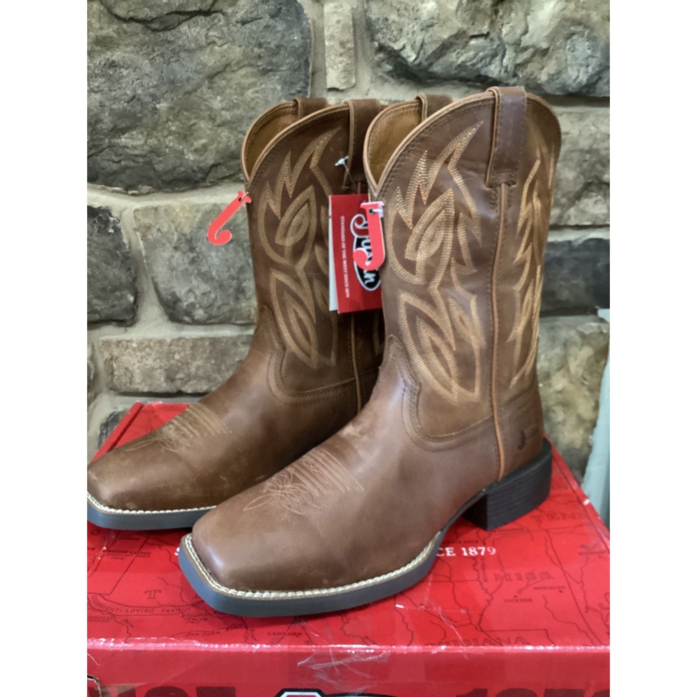 Justin Men Canter Hazel Brown Cowhide Wide Square Toe Western Boots‎ SE7512 10 D